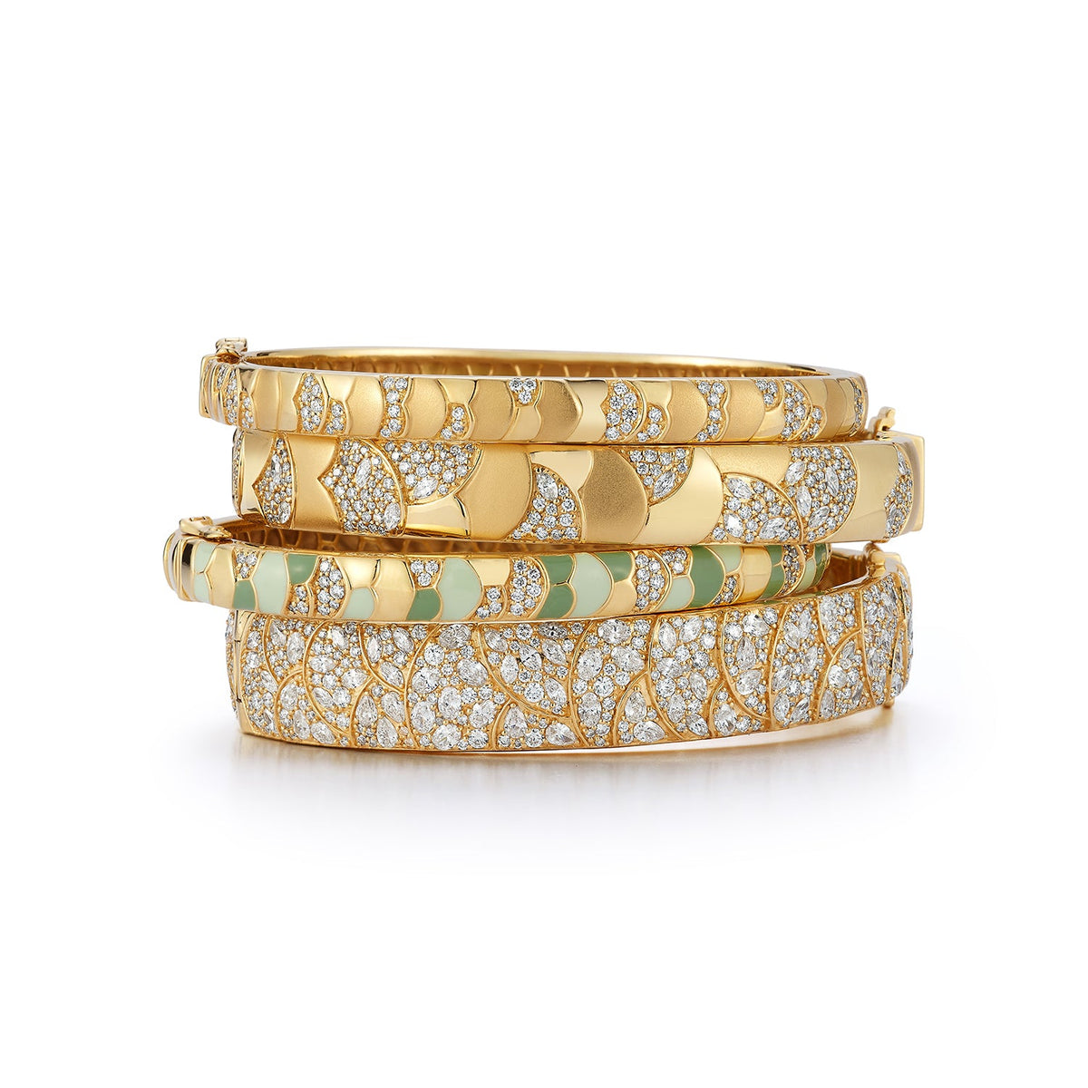 Slim Aegean Cuff in Enamel and Diamonds