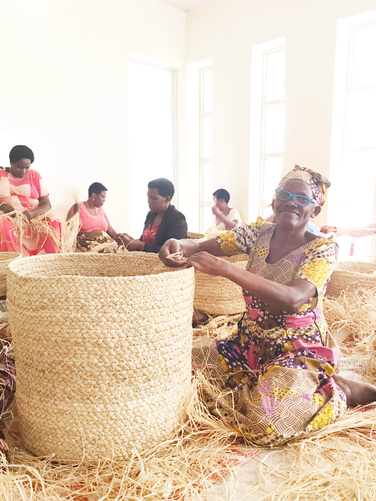 Large Braided Raffia Basket