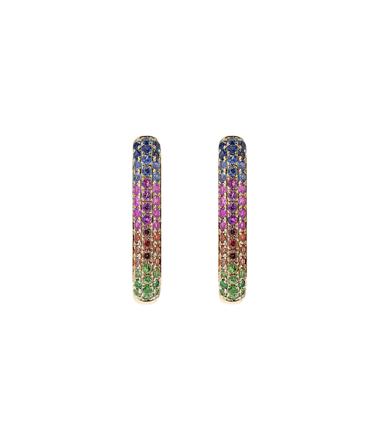 Rainbow Sapphire Oval Hoop Earrings