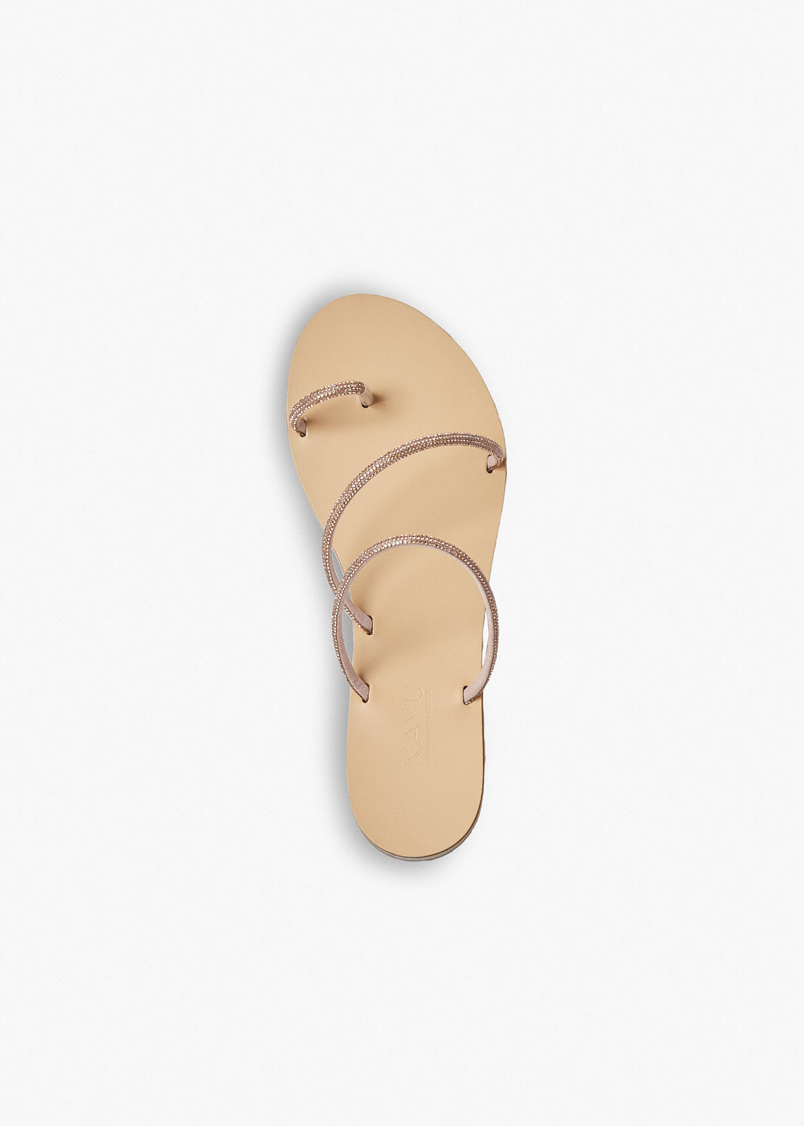 Raissa Vegetable Tanned Leather Sandal in Rose Gold Cystal