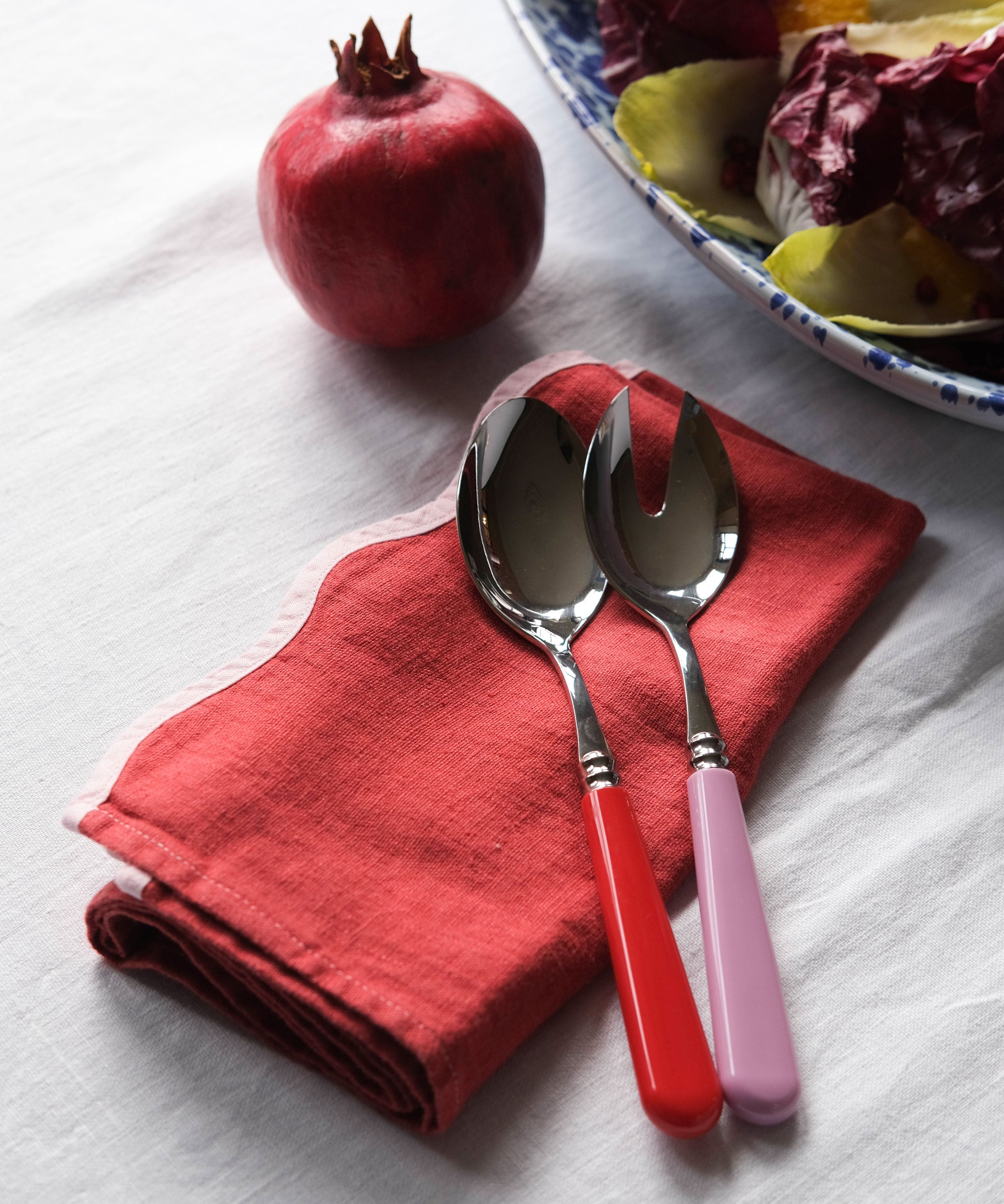 Scallop Linen Napkins in Rasberry, Set Of 4