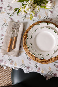 Rebecca Udall Classic Hemstitch Linen Napkin with Rattan Charger