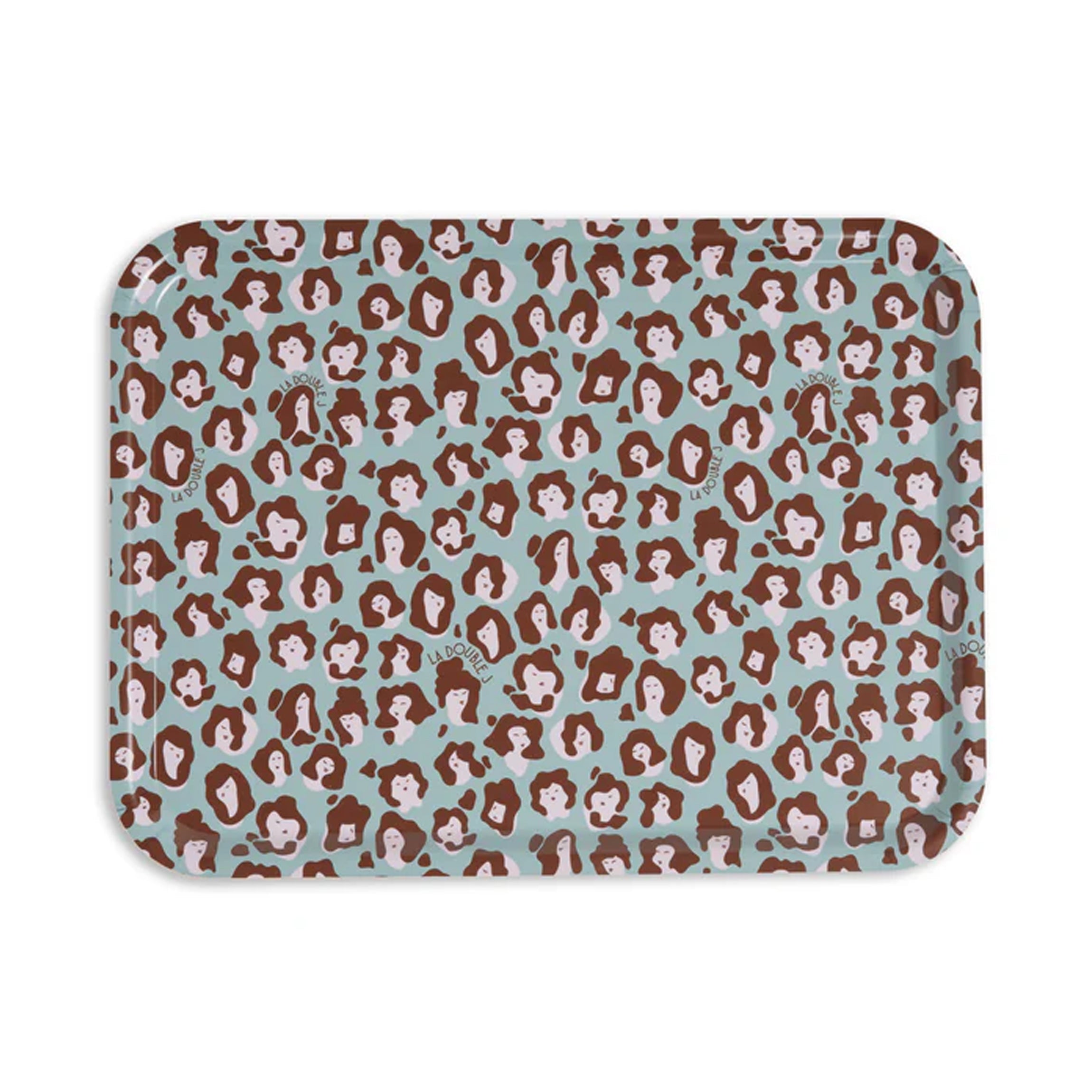 Rectangular Printed Tray in Lady Leopard Acquamarina