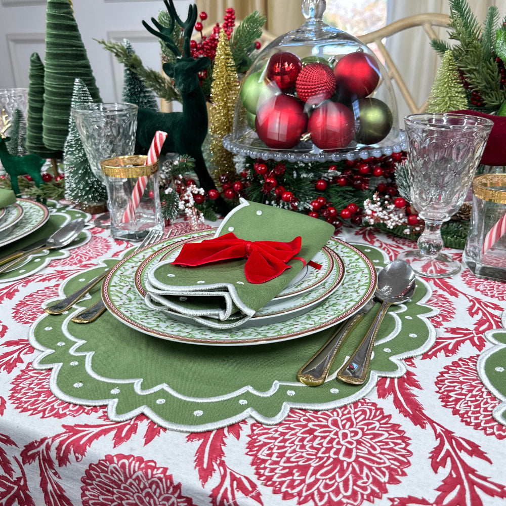 Flower and Vine Red Tablecloth