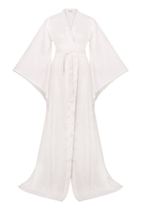 Silky Satin Robe with Train in Ivory