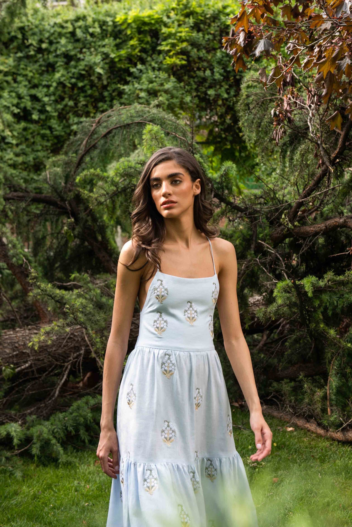 Sarv Maxi Dress - Baby Blue & White Rosewater House 
