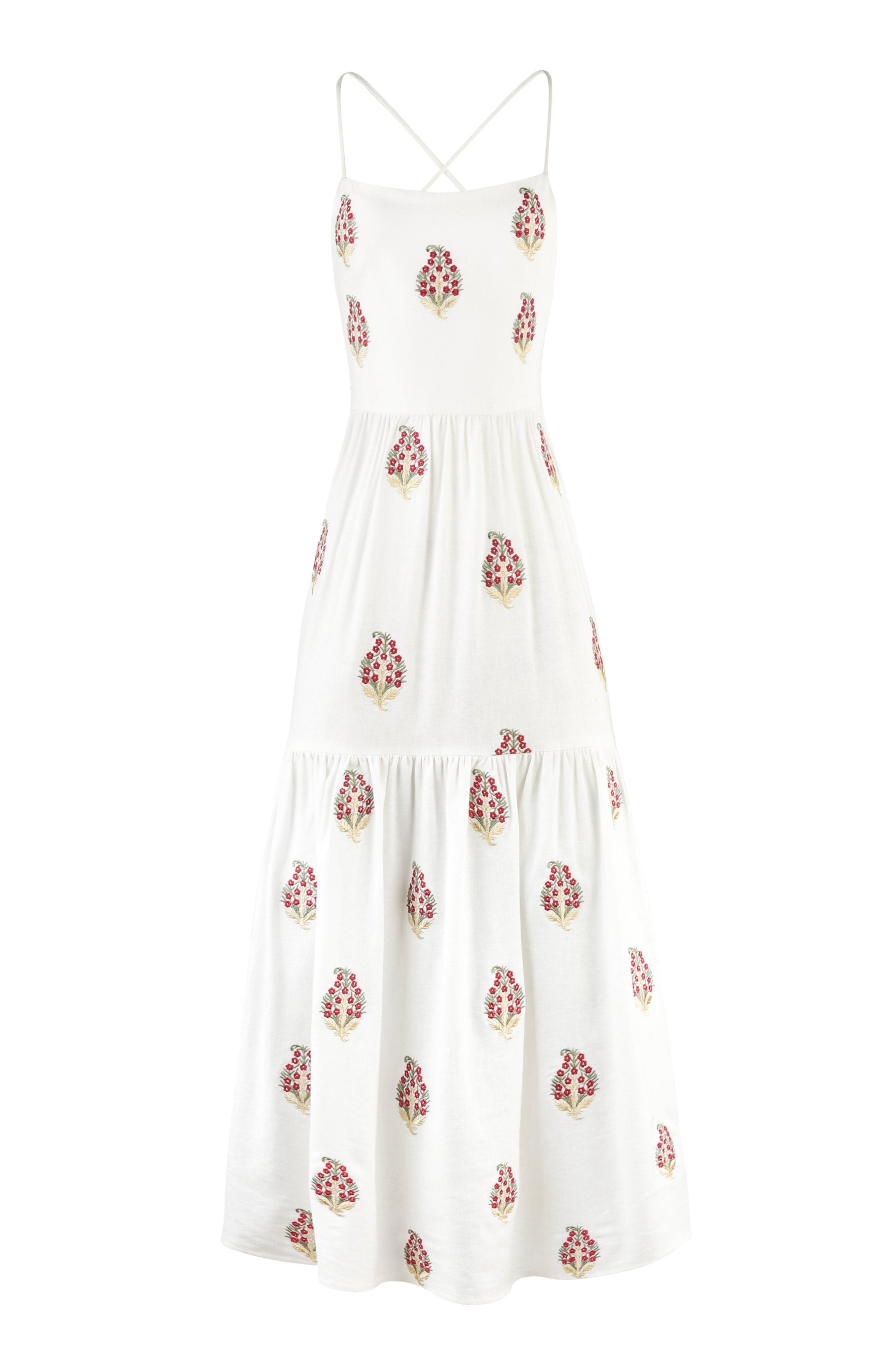Sarv Maxi Dress - Off White & Red Rosewater House 