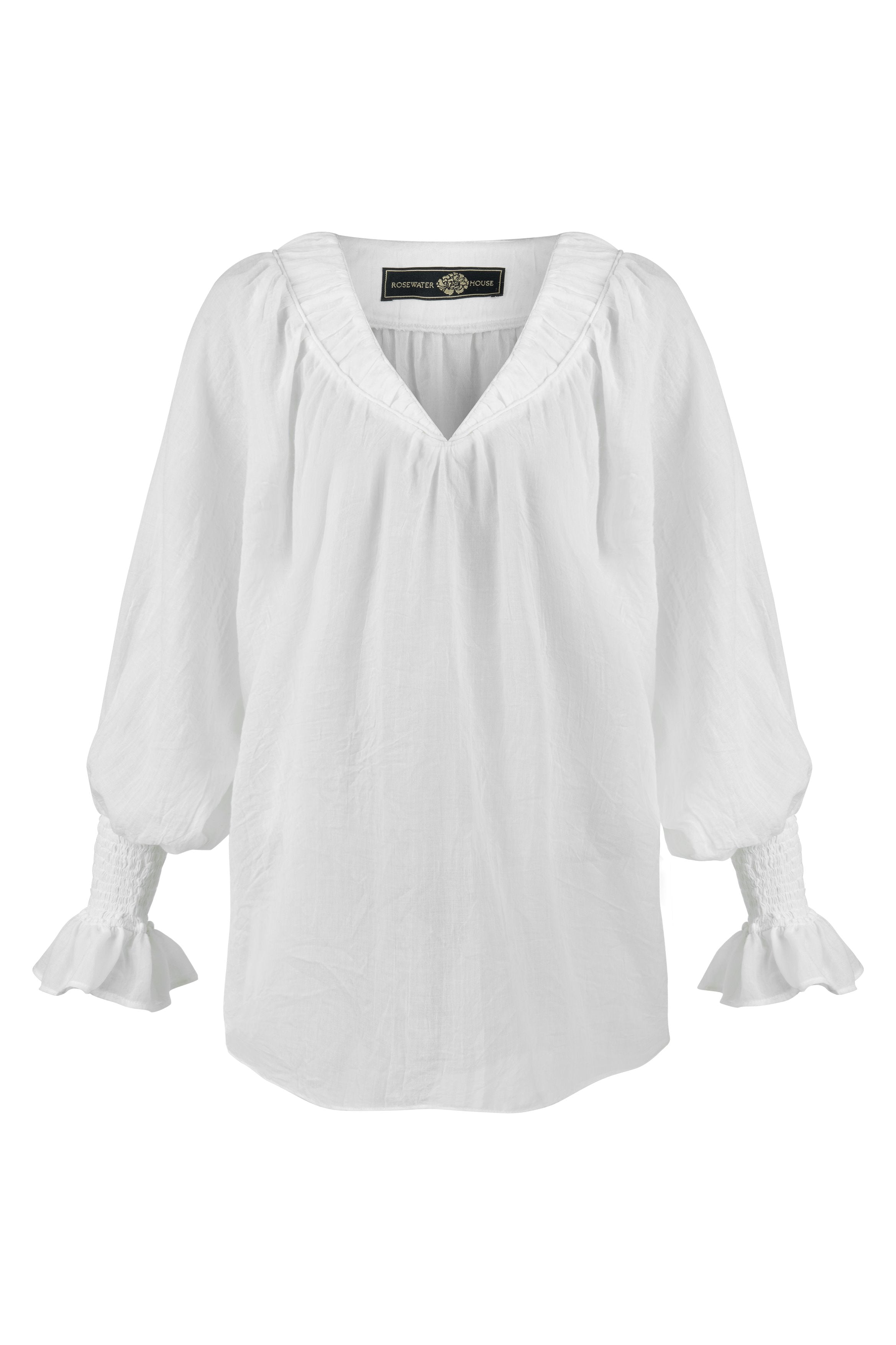 Gol Blouse - White Tops - Blouse Rosewater House