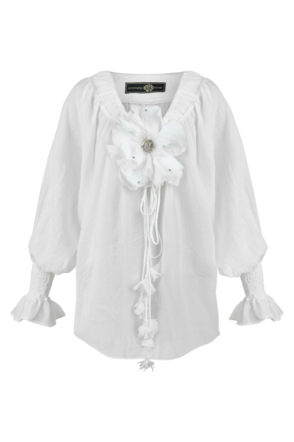 Gol Blouse - White Tops - Blouse Rosewater House