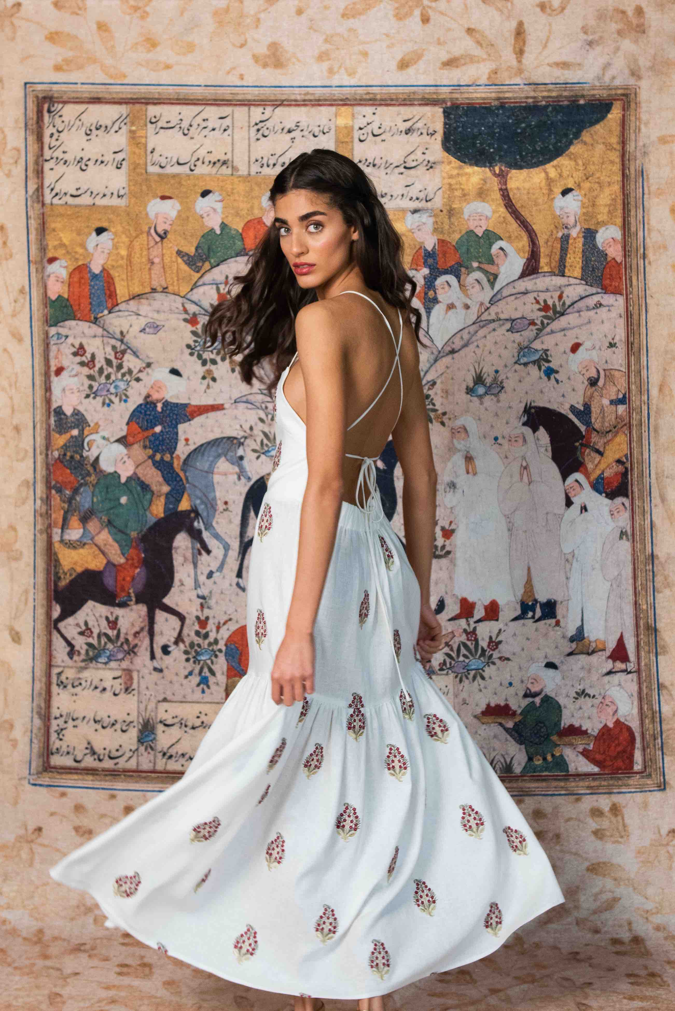 Sarv Maxi Dress - Off White & Red Rosewater House 