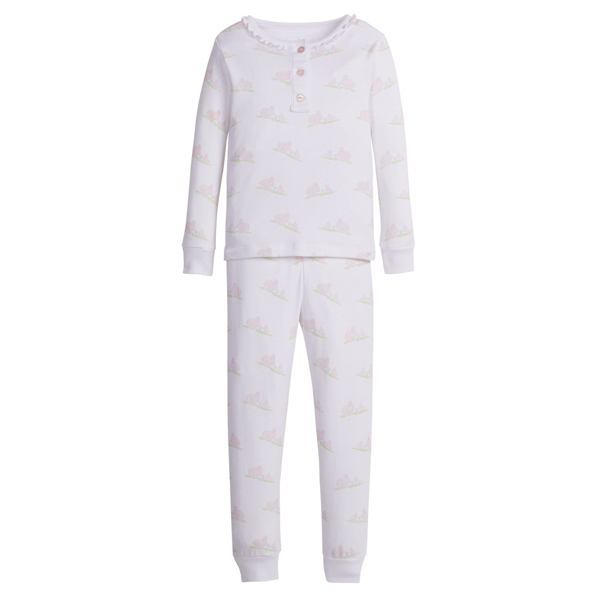 Ruffled Printed Jammies Pink Bunnies