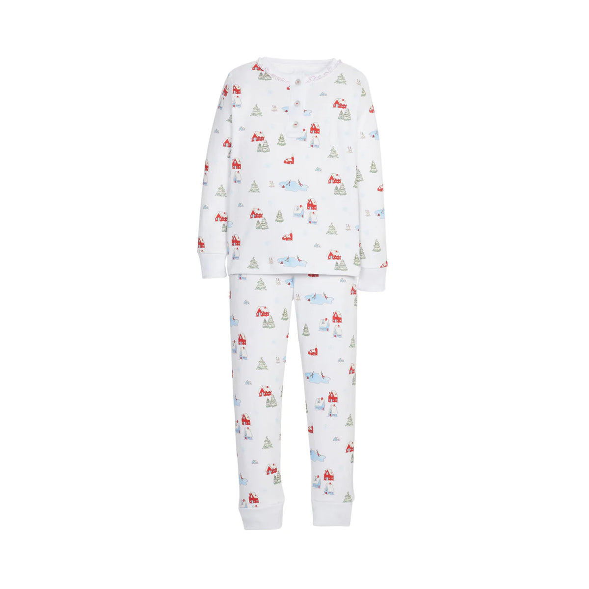 Ruffled Printed Jammies in Christmas Village