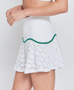 Floral Team Skort in White & Green