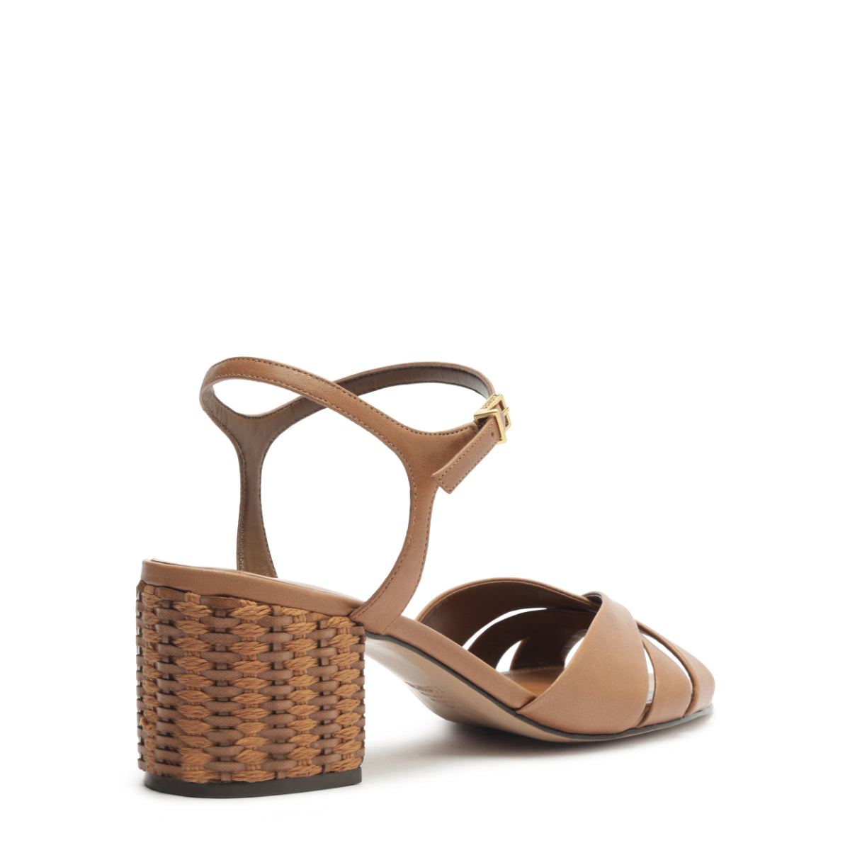 Keefa Mid Block Atanado Leather Sandal in Brown