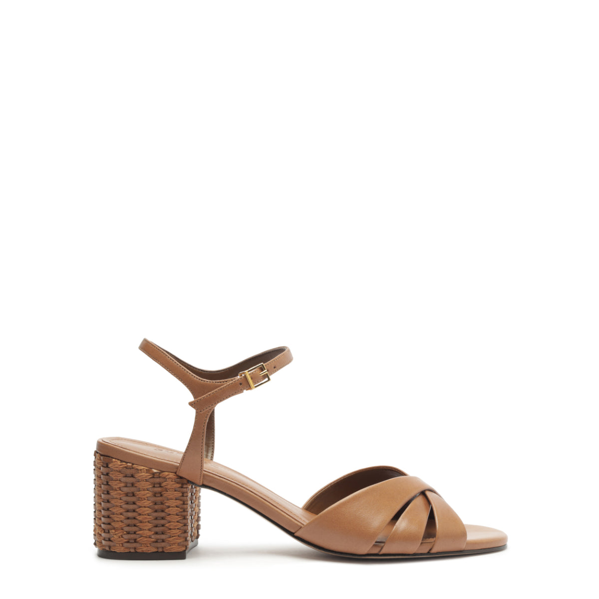 Keefa Mid Block Atanado Leather Sandal in Brown