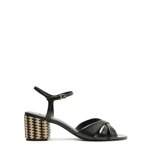 Keefa Mid Block Atanado Leather Sandal in Black