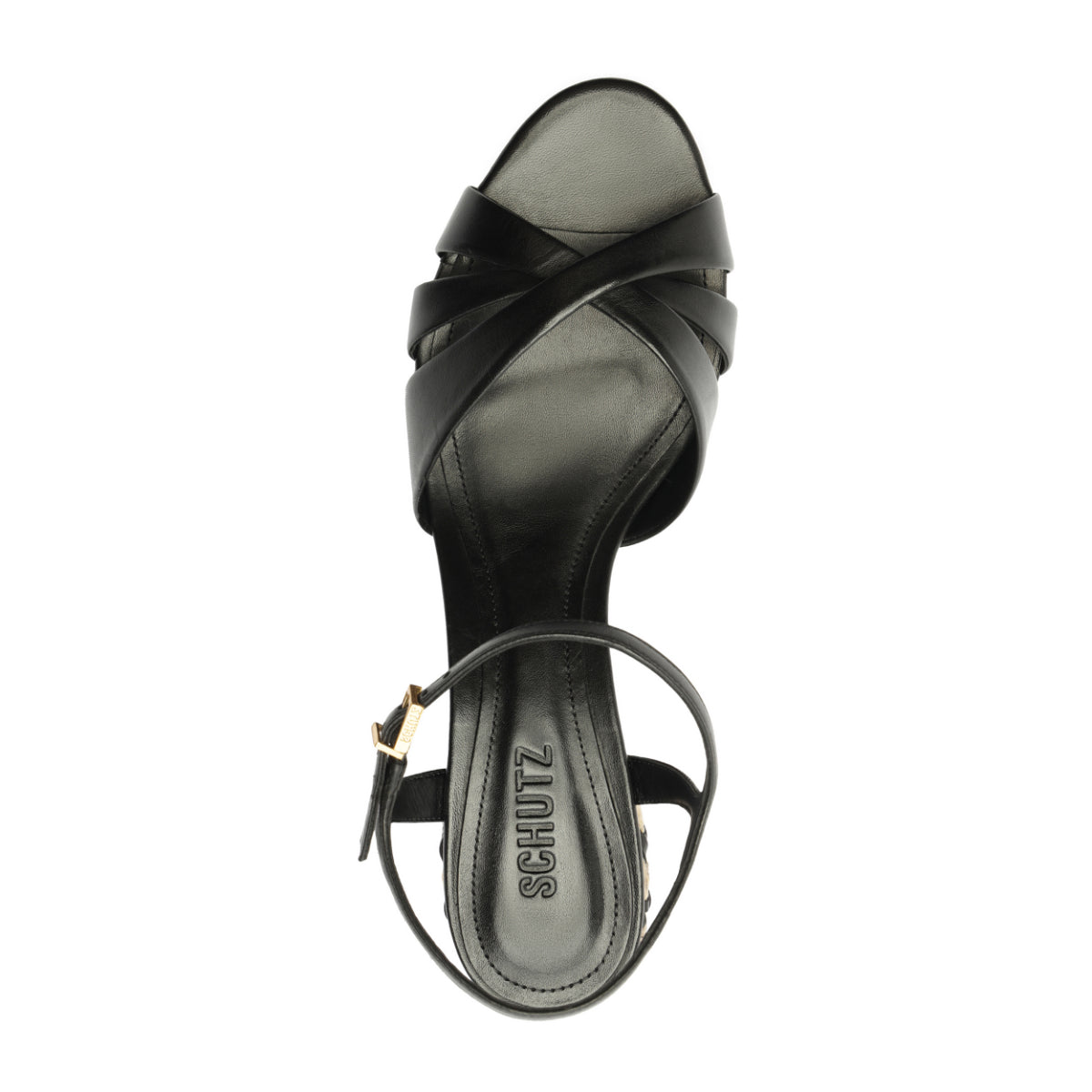 Keefa Mid Block Atanado Leather Sandal in Black