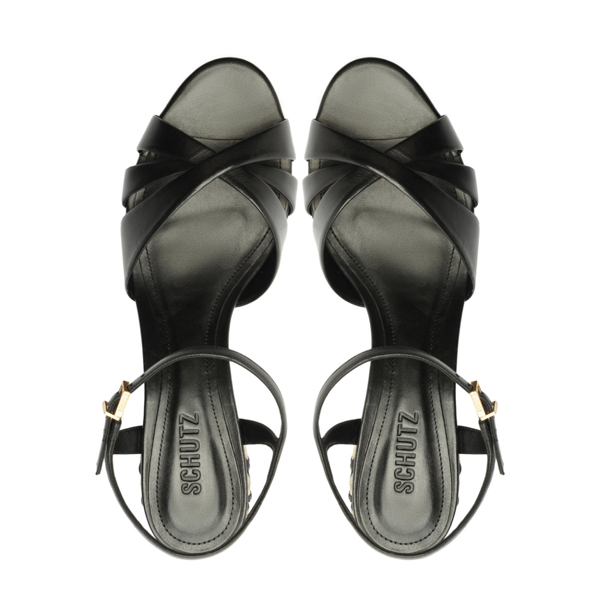 Keefa Mid Block Atanado Leather Sandal in Black