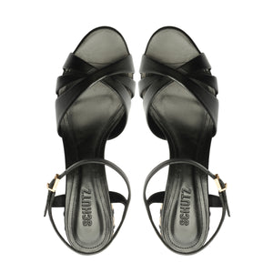 Keefa Mid Block Atanado Leather Sandal in Black