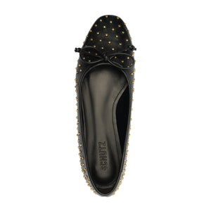 Arissa Atanado Studded Leather Flat in Black