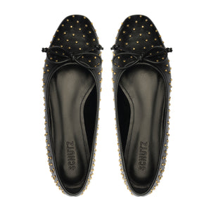 Arissa Atanado Studded Leather Flat in Black