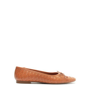 Arissa Woven Atanado Leather Flat in Brown