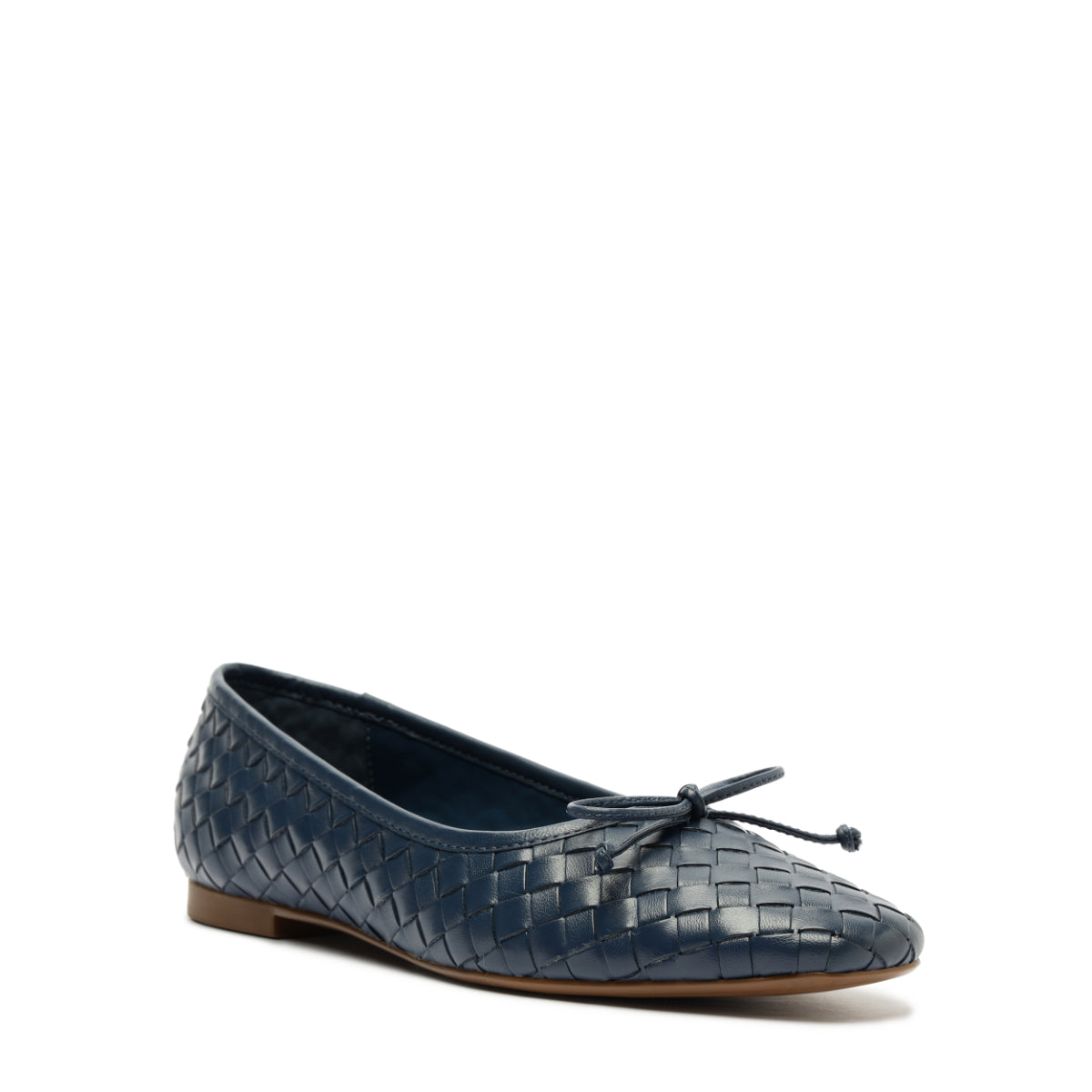 Arissa Woven Atanado Leather Flat in Blue