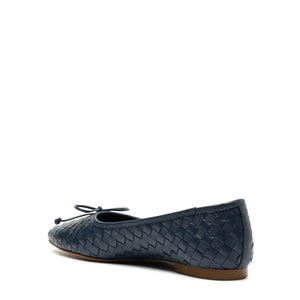 Arissa Woven Atanado Leather Flat in Blue