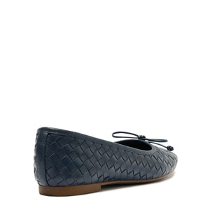 Arissa Woven Atanado Leather Flat in Blue