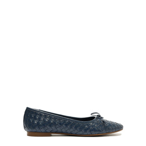 Arissa Woven Atanado Leather Flat in Blue