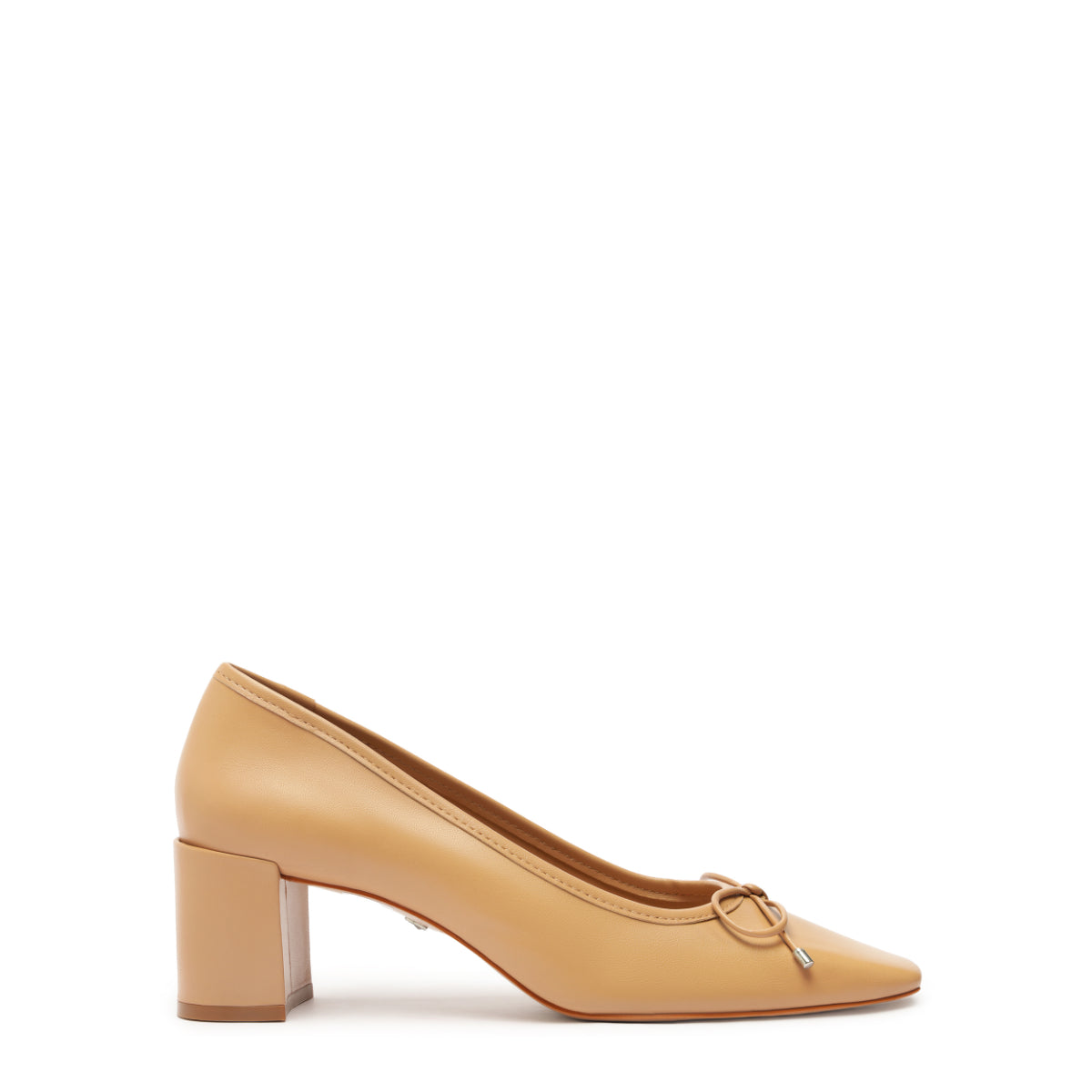 Arissa Block Nappa Leather Pump in Beige