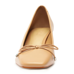 Arissa Block Nappa Leather Pump in Beige