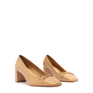 Arissa Block Nappa Leather Pump in Beige