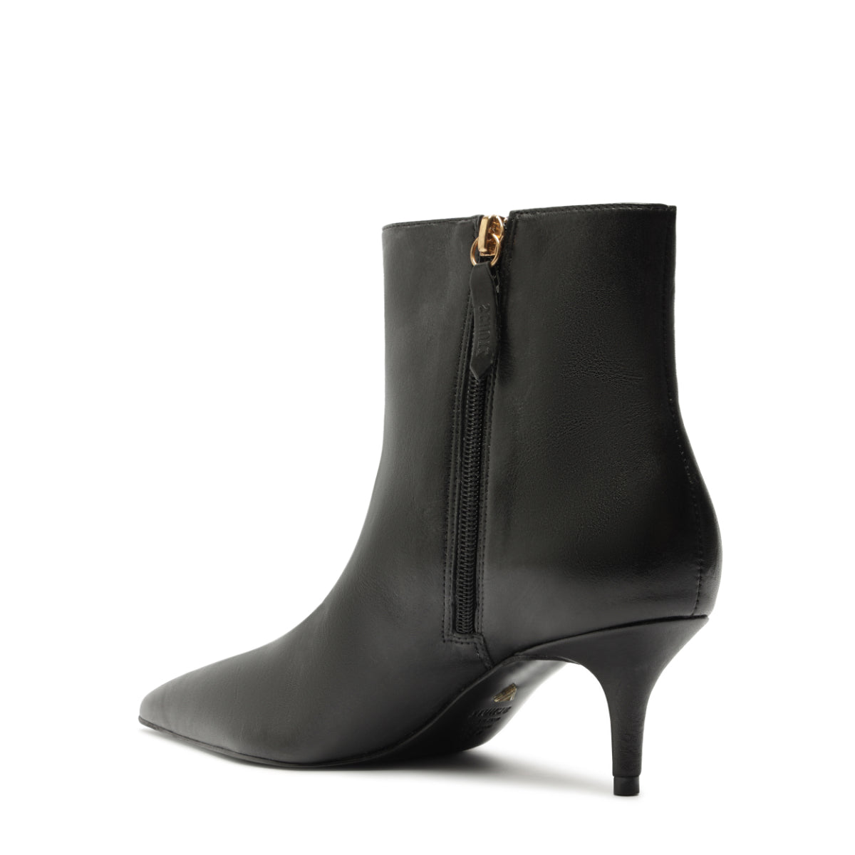 Mikki Mid Leather Bootie in Black