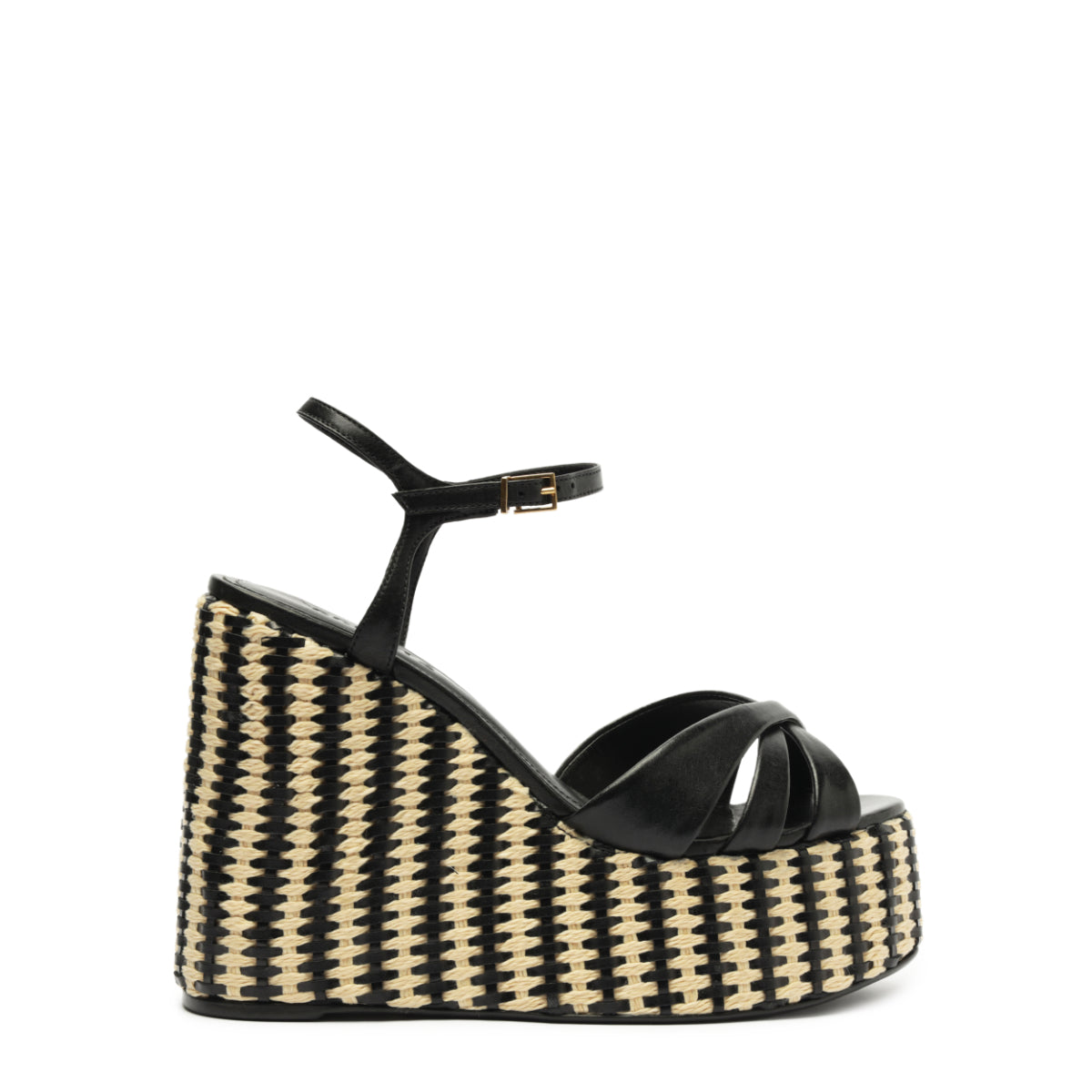 Keefa Platform Atanado Leather Sandal in Black