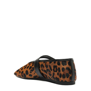 Courtney Buckle Hair Calf Flat in Natural/Black