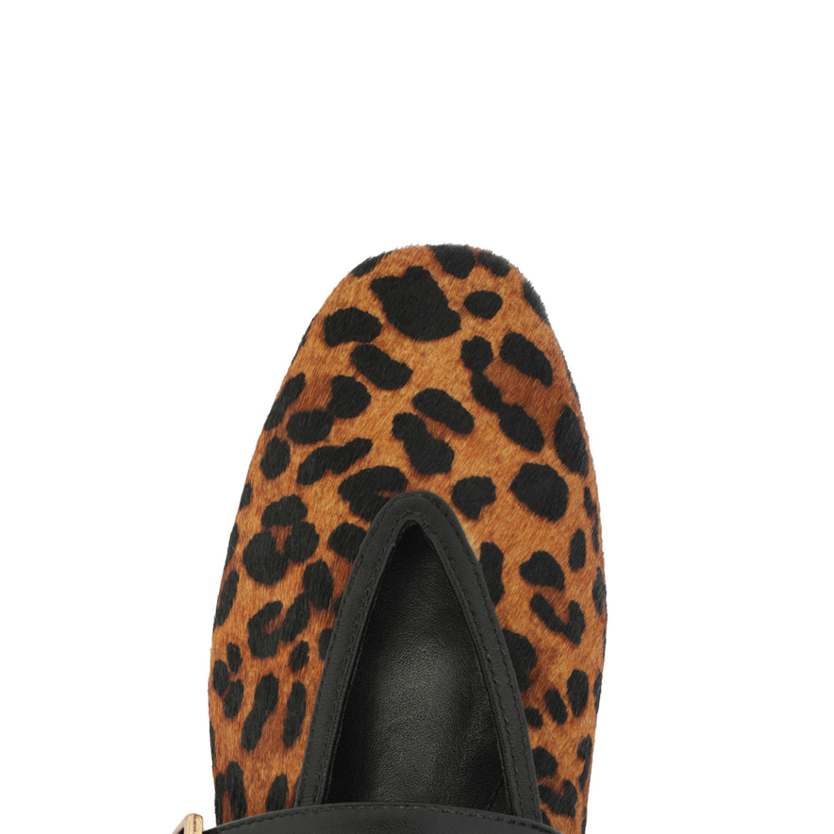 Courtney Buckle Hair Calf Flat in Natural/Black