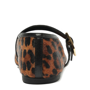 Courtney Buckle Hair Calf Flat in Natural/Black