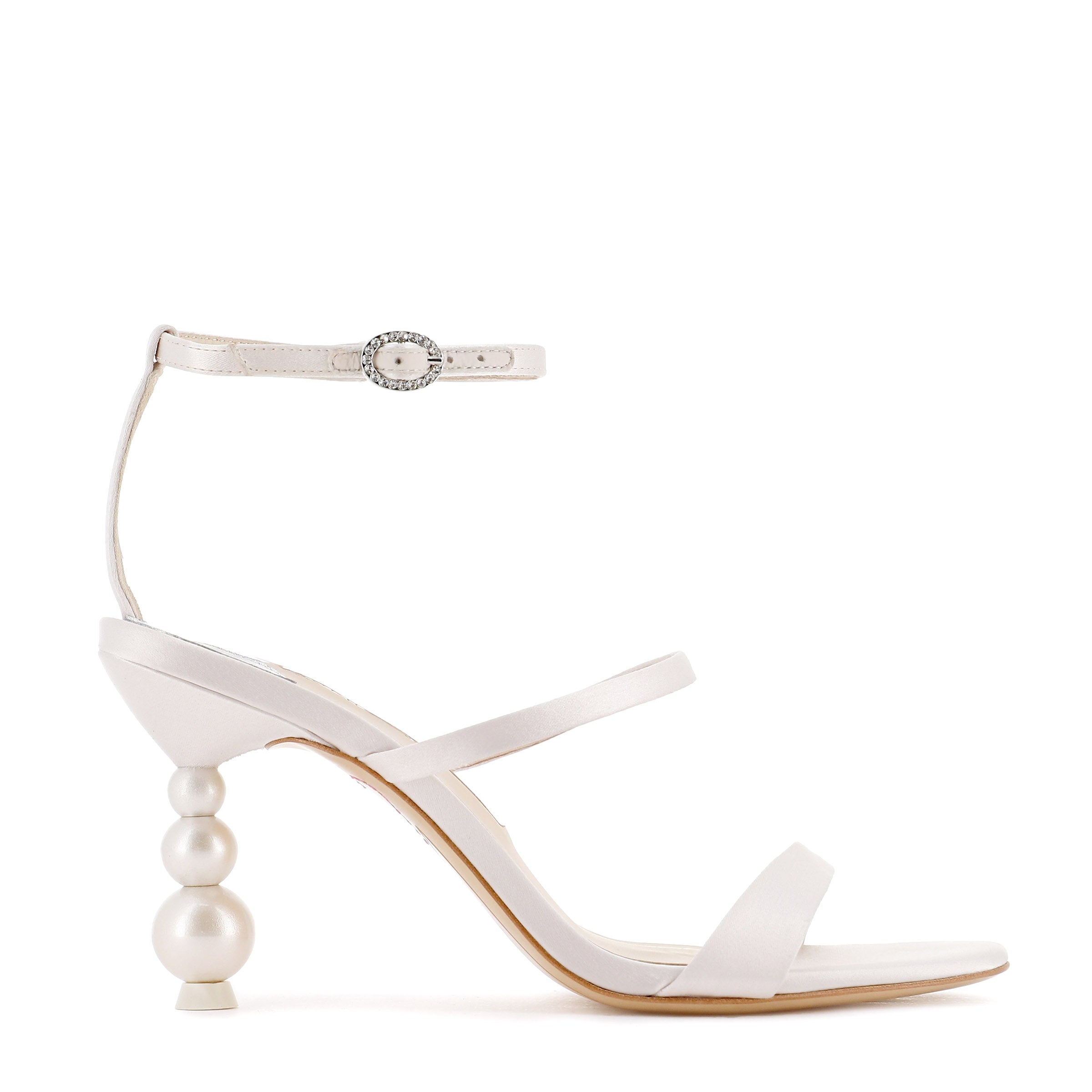 Rosalind Pearl Mid Sandal in Ivory & Pearl