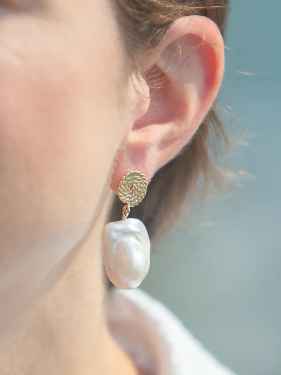 Saylor Earrings in Gold & White