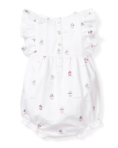 Baby's Twill Ruffled Romper in Bateau