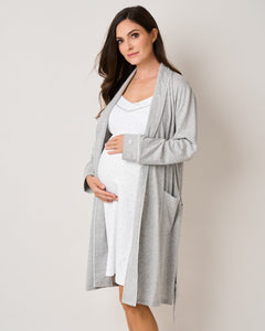 The Hospital Stay Luxe Set in Light Heather Grey & Grey Stars