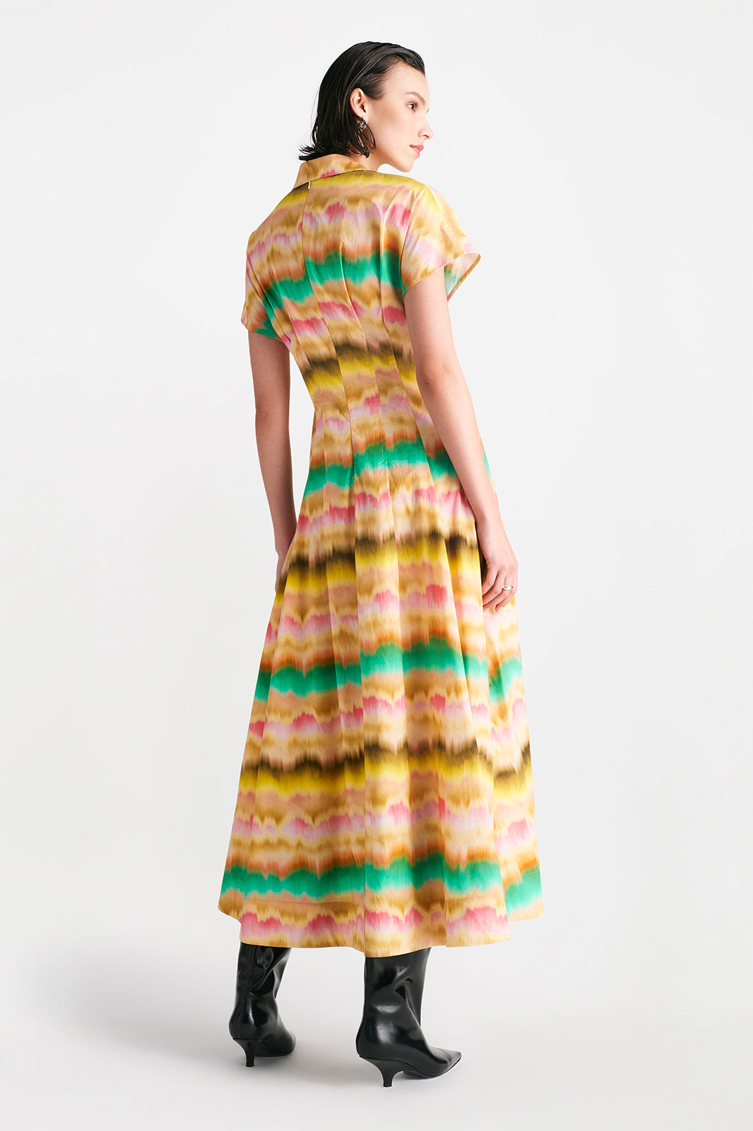 Sunset Cotton Seam Detail Shirtdress in Multi