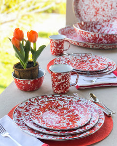 Dinner Plates in Red Swirl, Set of 4