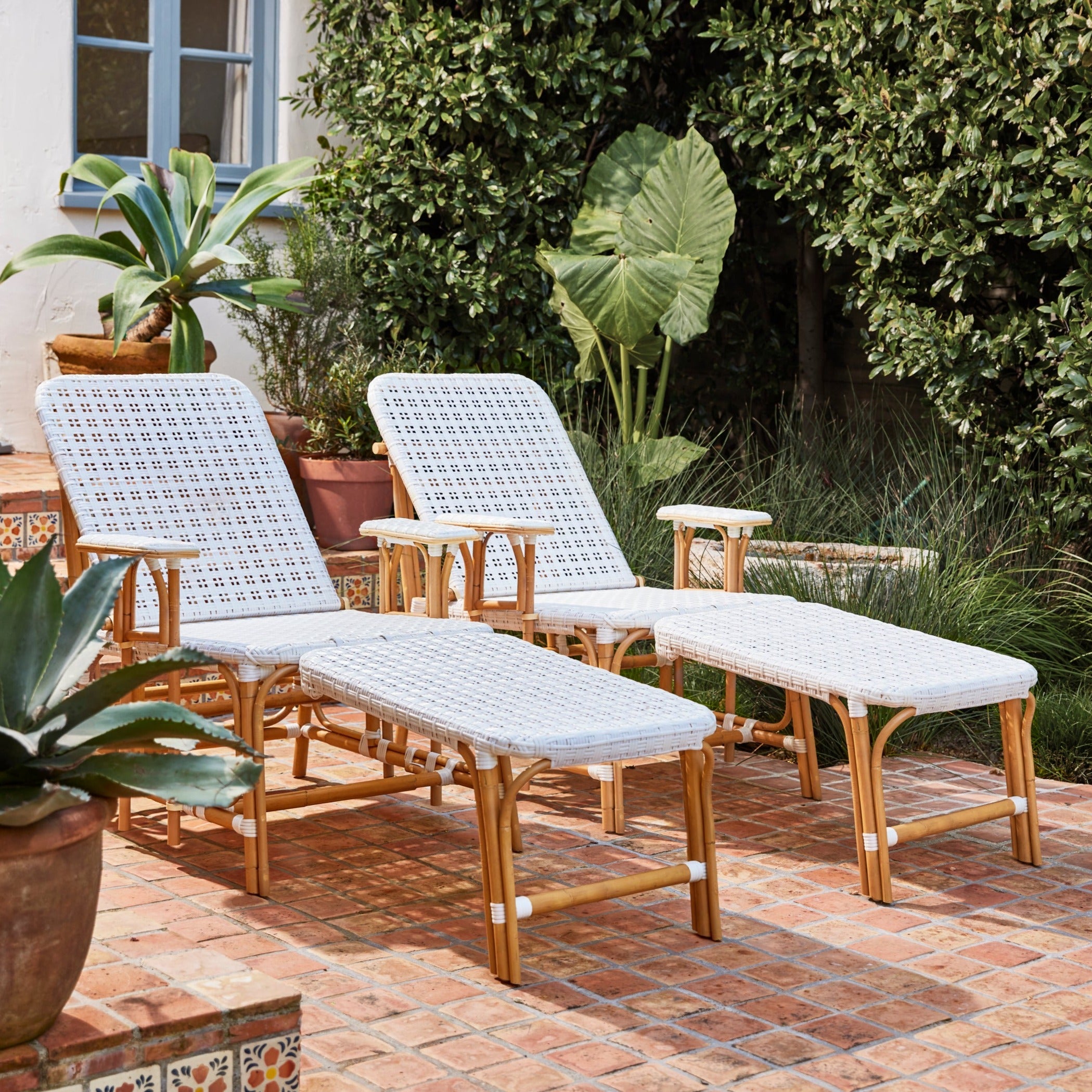 flore outdoor chaise lounge on patio