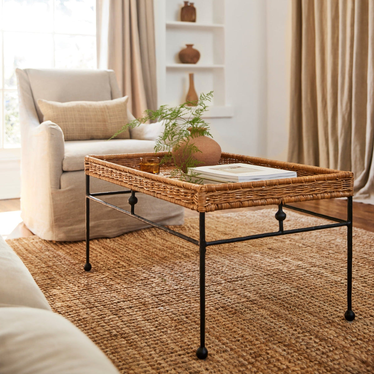 lacoste wicker coffee table in living room