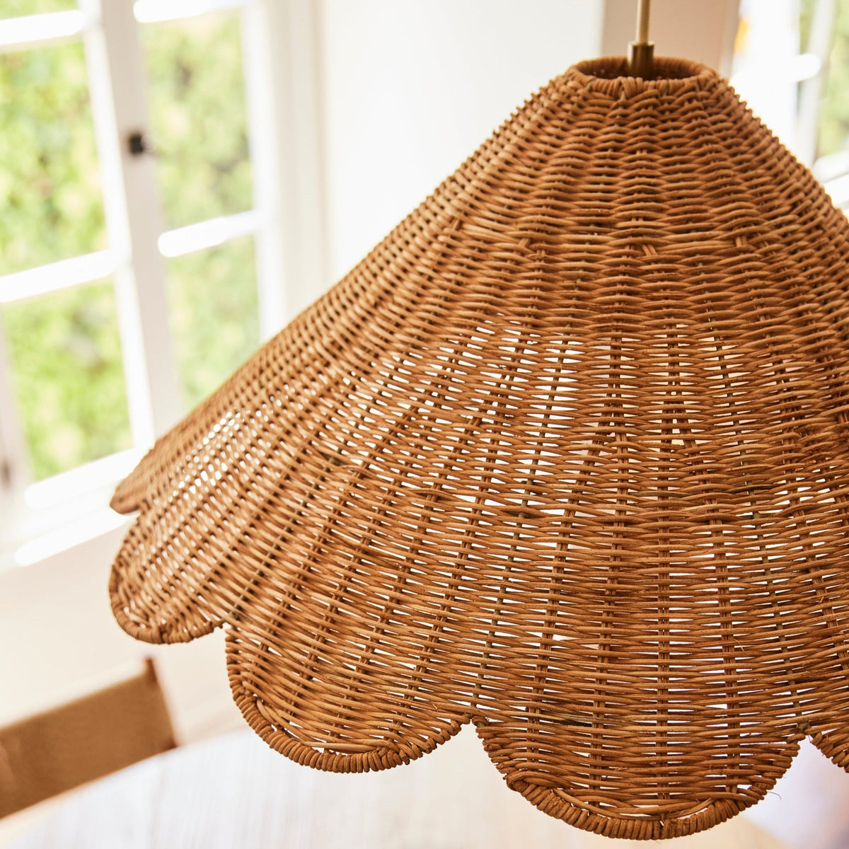 maude rattan scallop pendant detail