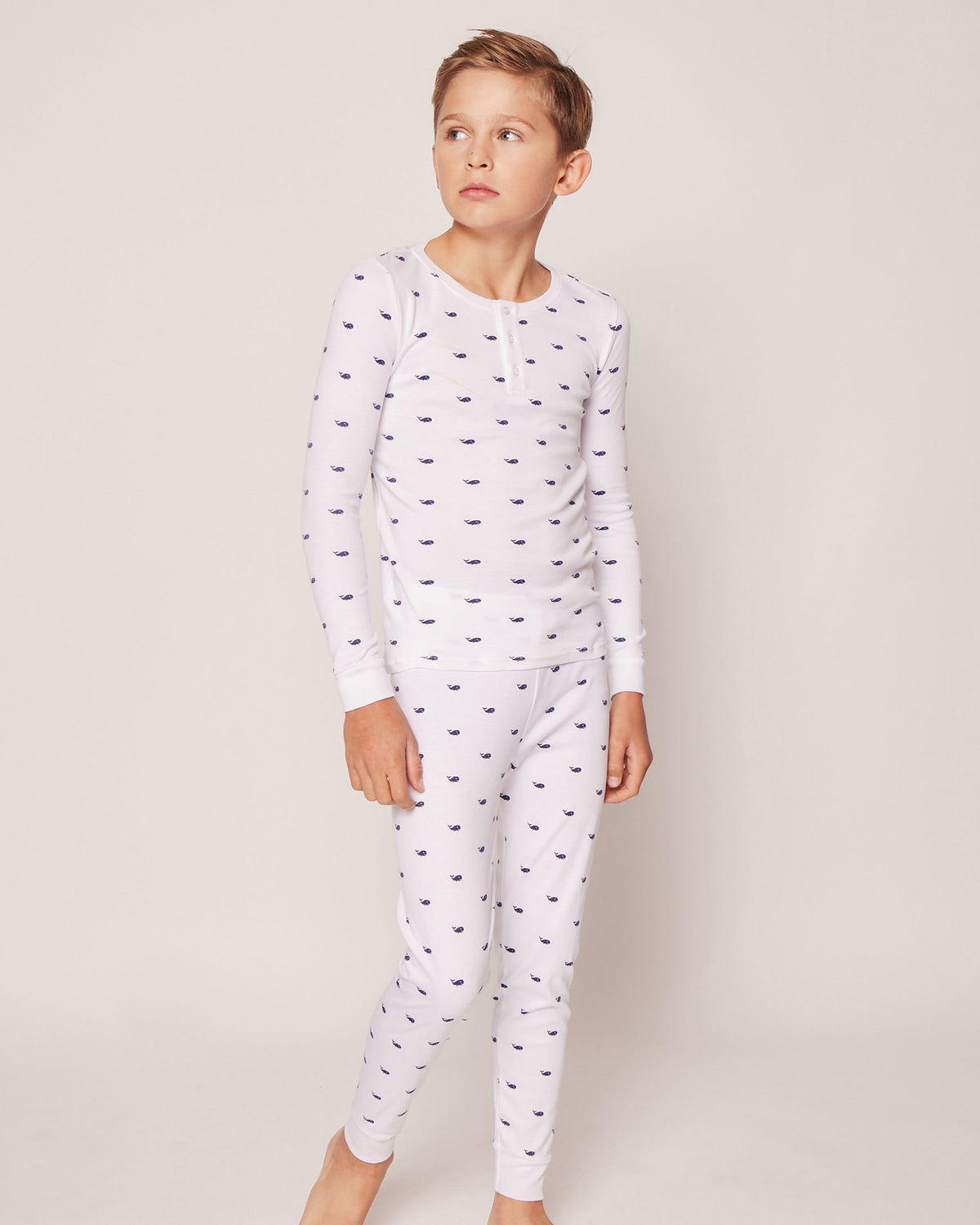 Kid’s Pima Snug Fit Pajama Set in Whales