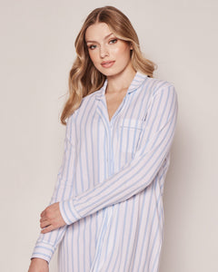 Women's Pima Nightshirt in Periwinkle Stripe