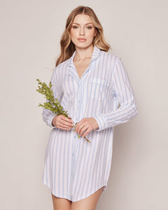 Women's Pima Nightshirt in Periwinkle Stripe